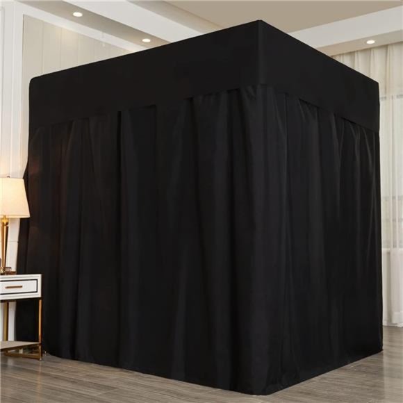Black Four Corner Post Bed Canopy Bed Curtains Sheer Canopy for Adults Girls - Picture 5 of 7